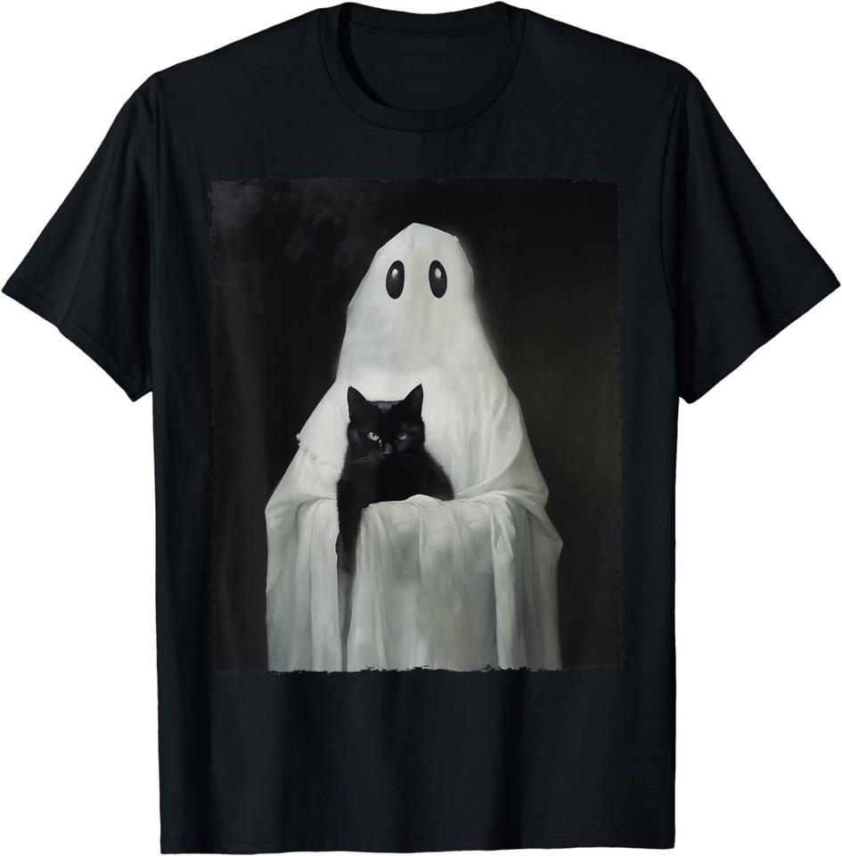 Halloween Black Cat Ghost Costume Best Gift Idea Shirt Made in USA Size S to XL