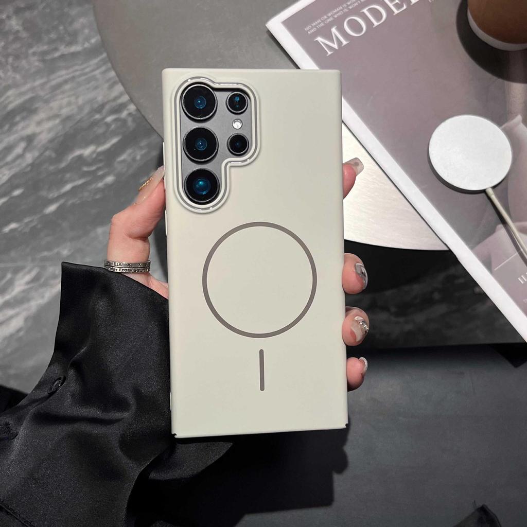 Ultra-Thin Frosted Samsung S25/S24/S23 Magnetic Ring Case - Premium Solid Color Protective Shell