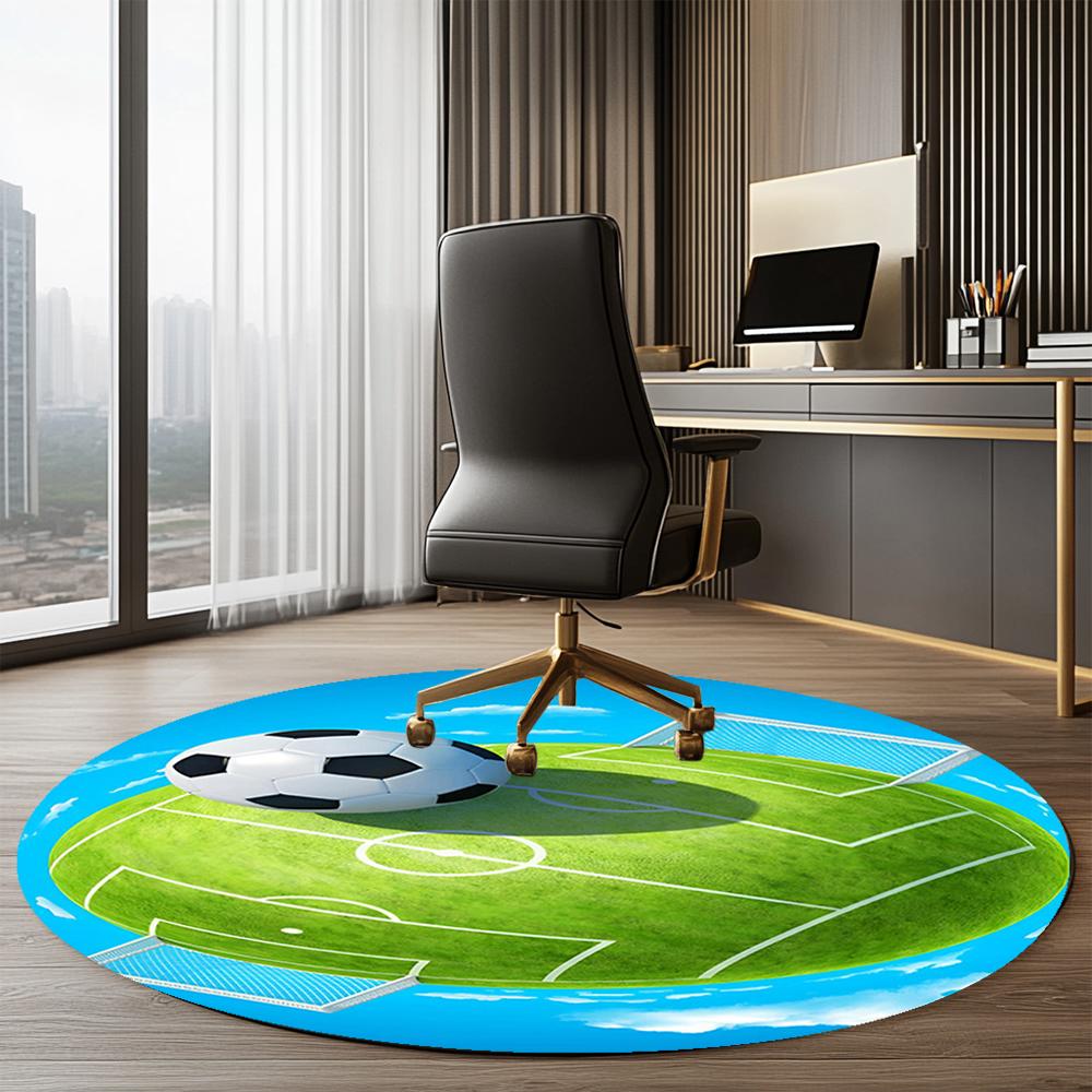 Fußball bedruckter runder Teppich Teppich Stuhlteppich Läufer Eingang Fußmatten, für Bürostuhl Wohnzimmer Schlafzimmer Küche.