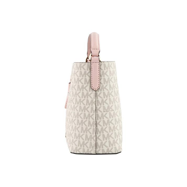 Michael Kors MK Suri Monogram Drawstring Leather Bucket Bag Women Bags Vanilla Pink 35TOGU2COB-640