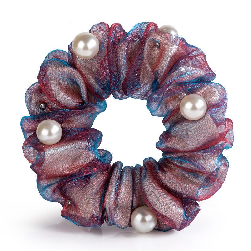 Elegant Pearl Flower Scrunchies Women Girls Elastic Hair Rubber Bands Accessories Tie Hair Ring Rope Ponytail Holder Headdress