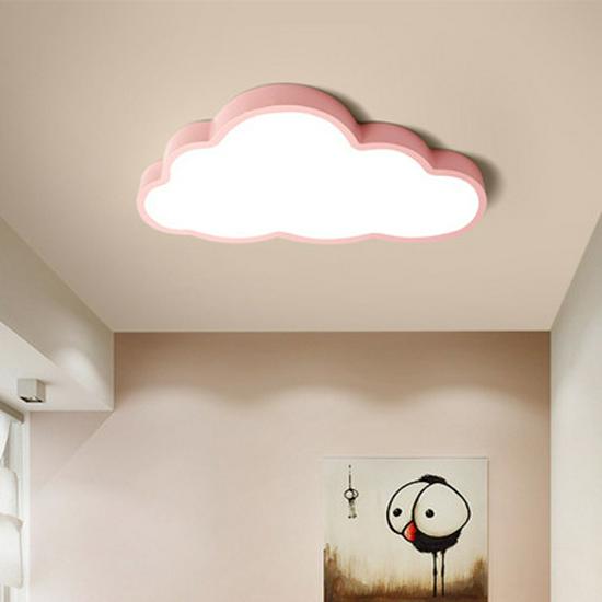Dimmable LED Ceiling Lamp - Wrought Iron Cloud Design for Kids' Room