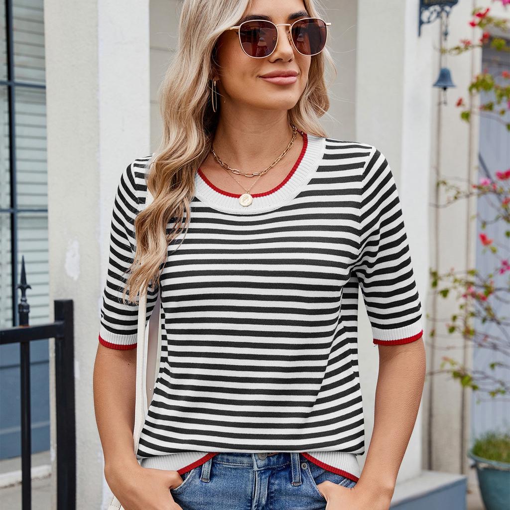 Dames R-hals korte mouwen casual overhemd met knoopjes