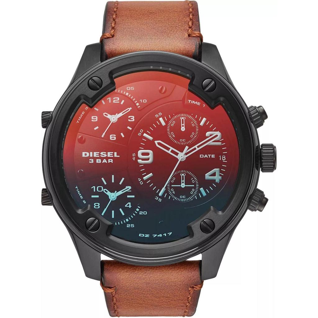 Diesel Men's Boltdown Quartz Watch Black Dial Leather 56mm DZ7417