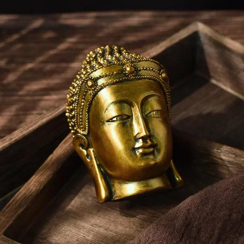 Golden Buddha Statue Buda Sculptures Resin Indoor Fengshui Figurines India Thailand Buddhism Home Decor Art Crafts for Interior