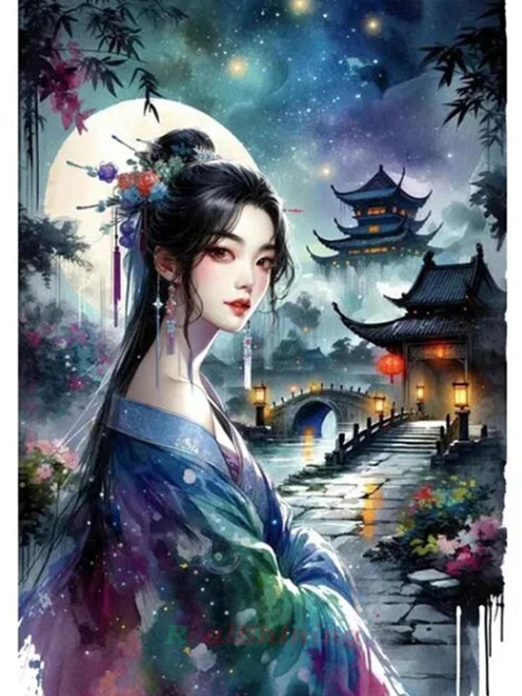 2024 Diamond Painting Set Chinese Ancient Style Beauty Diy Embroidery Mosaic Women's Portrait Cross Embroidery Home Decoration