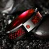 Fashion 8mm Celtic Men Stainless Steel Ring Inlaid Red Blue Zircon Stone Dragon Rings For Men, Carbon Fibre Rings Wedding Band