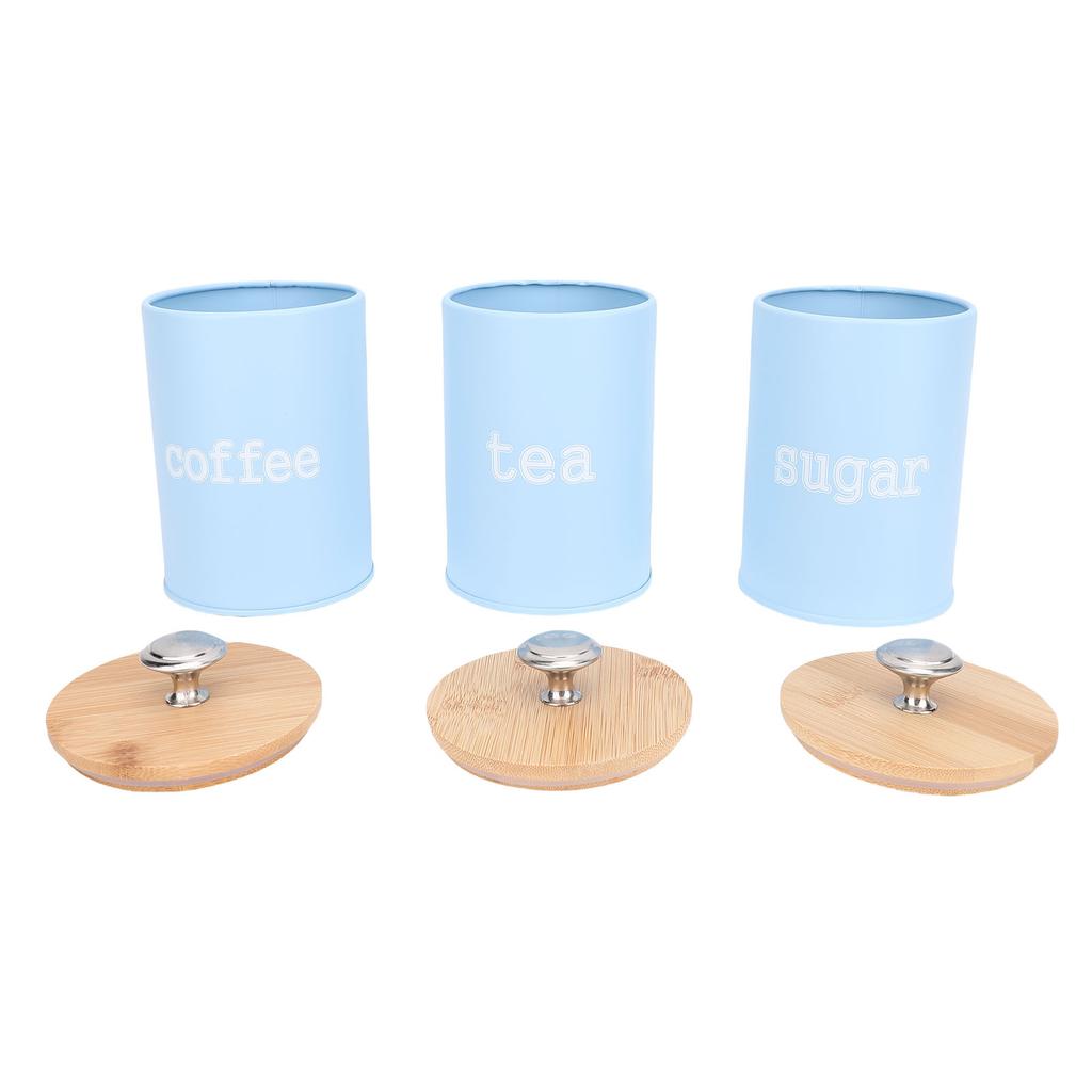 3pcs Storage Canister Multifunctional Airtight Iron Storage Jar with Lid for Tea Coffee Sugar