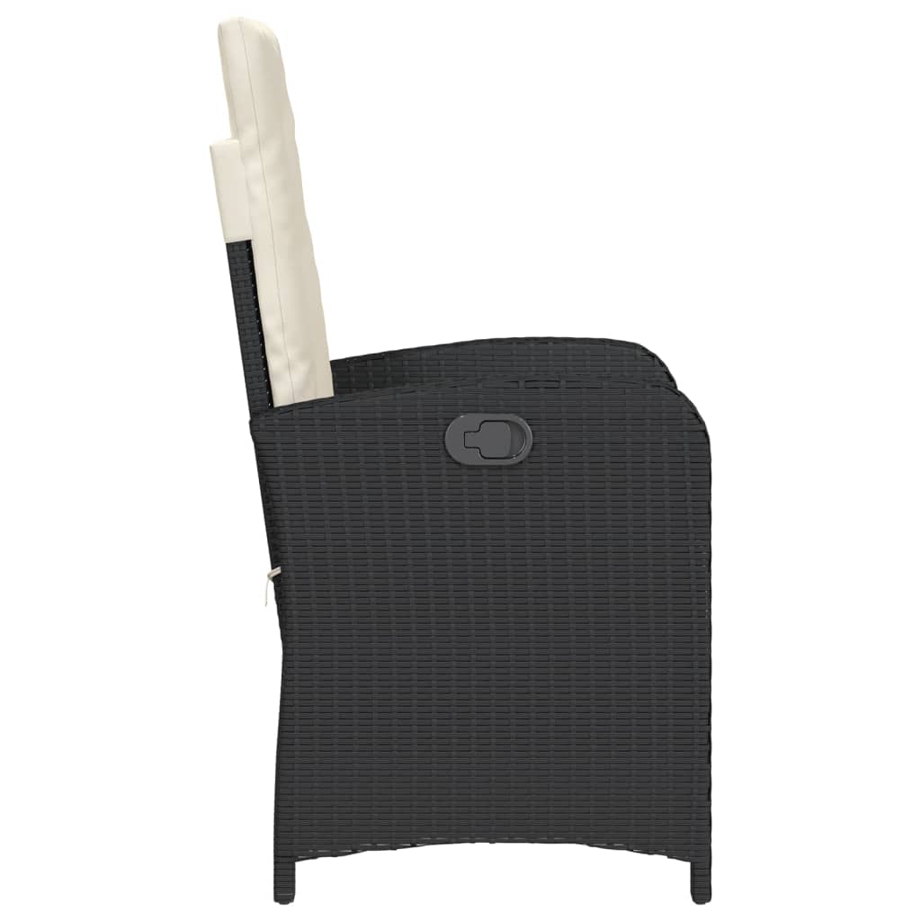 Vidaxl Folding Garden Chairs, 2 Pcs, Cushions, Black Rattan Pe