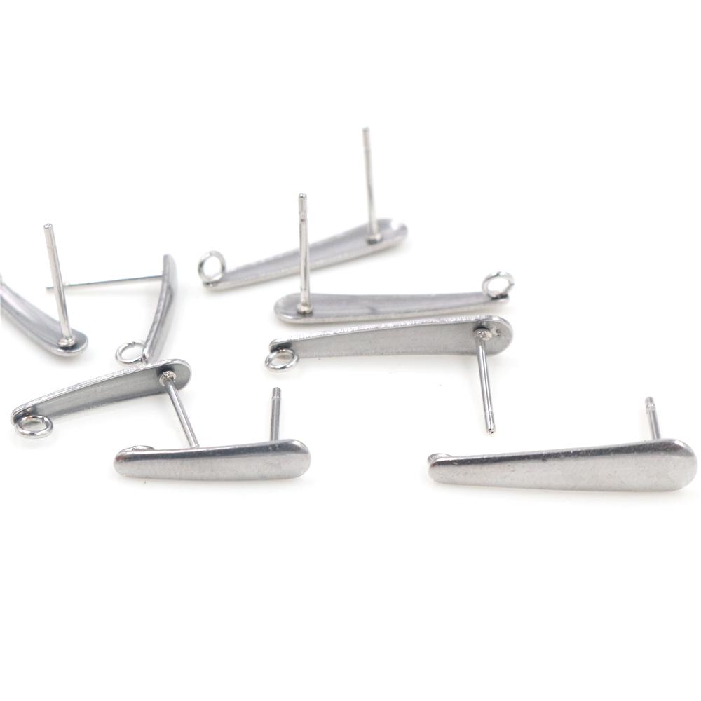 20pcs Stainless Steel Bar Earring Studs Hooks with Loop Connector DIY Earrings Jewelry Making Accessories Findings