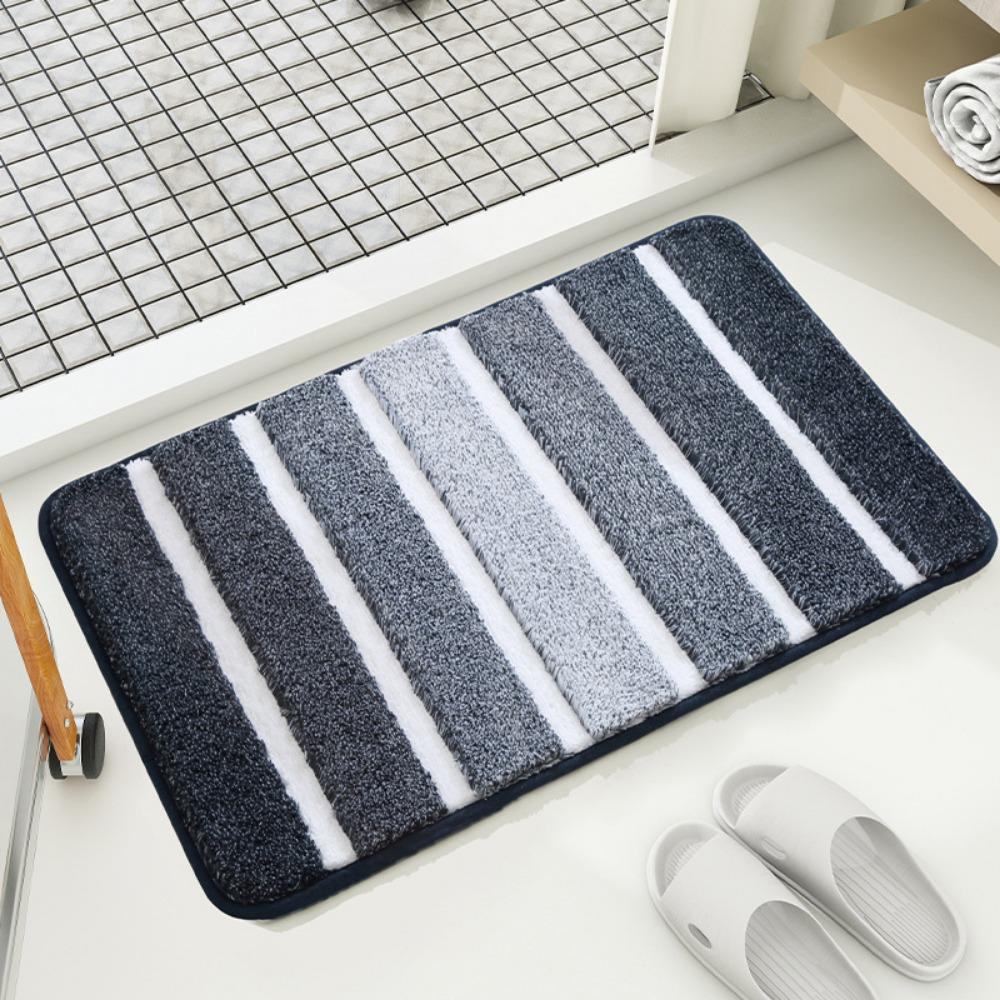 Gradient Stripes Sponge Bathroom Cashmere Thickening Mat Bath Non-slip Carpets In Wash Basin Bathtub  Floor Rug Shower Room Doormat Memory Foam 3D Pad