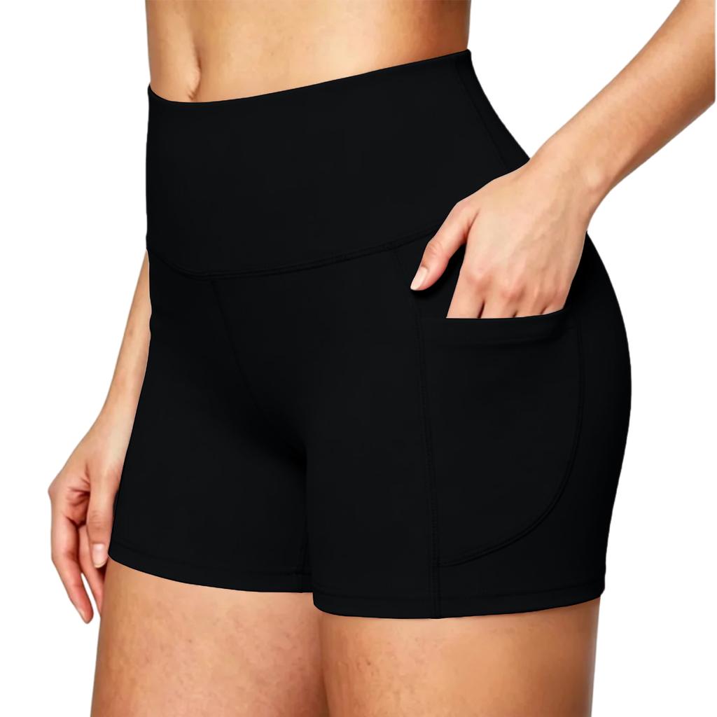 Hohe Taillen-Kompressions-Sport-Yoga-Shorts für Damen mit Tasche Enganliegend Workout Laufen Fitnessstudio Übung Outdoor-Fitness