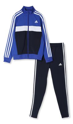 Adidas Essentials Tiberio Trainingsanzug Set Legend J160 Kinder 3-Streifen (ECL62) - Oberteil Halbleise Blau/Weiß/Legend Ink/Weiß, Unterteil Ink/Weiß (IB4108)