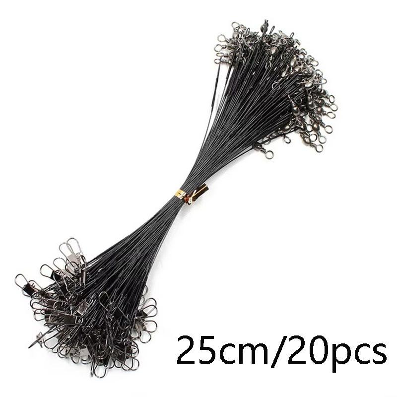 20PCS 10CM-30CM Anti Bite Steel Fishing Line Steel Wire Leader With Swivel Fishing Accessory Lead Core Leash Fishing Wire