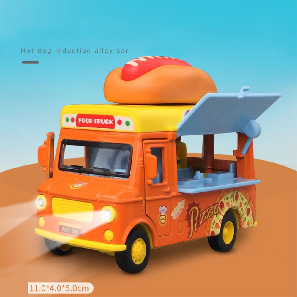 1/36 Alloy Toy Cars, Creative Decorative Models of Car Food Trucks with Sound and Light, for Children Girls and Boys