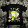 Vintage Invader Zim Cartoon Print Kurzarm T-Shirt Retro Unisex Grafik-T-Shirt 90er Jahre Nostalgie Sommer Streetwear Y2K T-Shirt Top