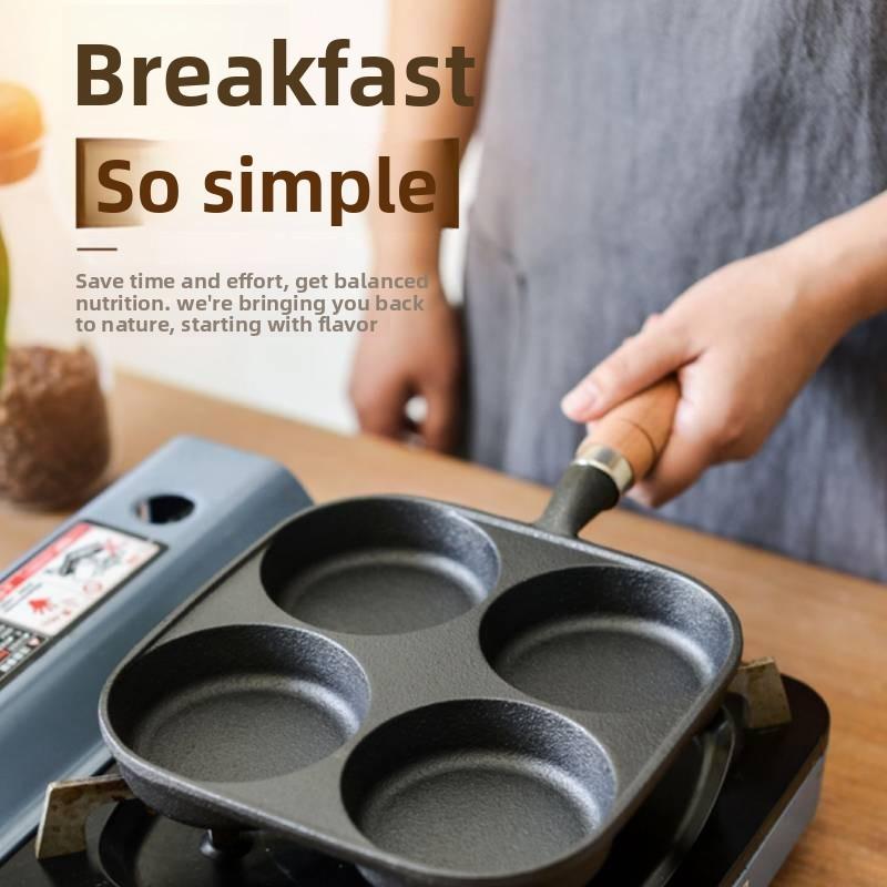 Cast Iron Hole Egg Pan Nonstick Breakfast Cooking Tool For Home Use