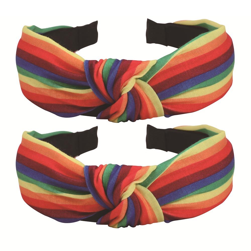 

2 шт. Элегантный радужный полосатый обруч для волос, праздничный аксессуар для волос для торжеств и мероприятий Style A