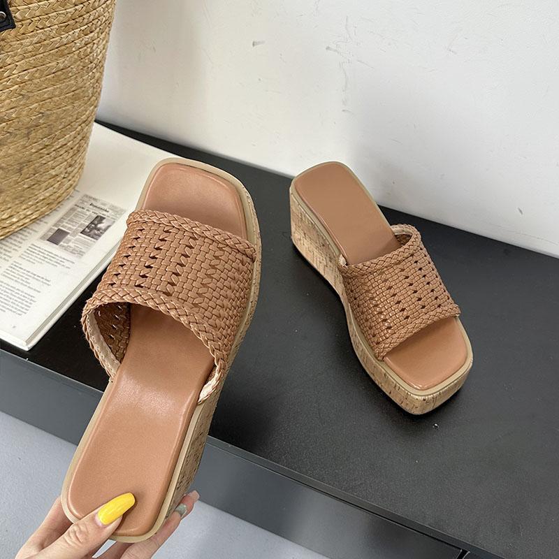 Fashion Fashion Platform Women Wedges Slippers Slides Sandals Shoes Female Thick Soled Footwear Ladies Wedges Slippers Shoes Big Size 43