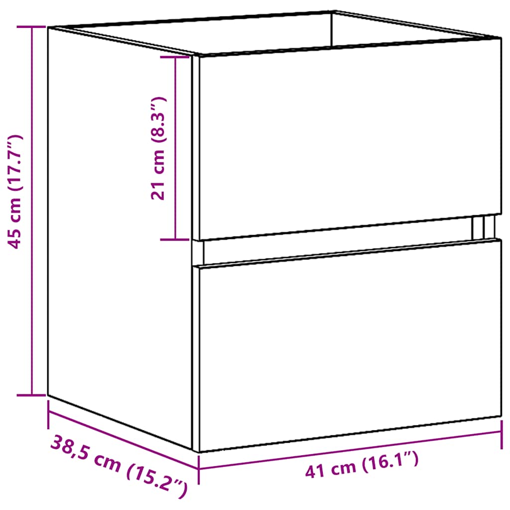 Artisan Oak Washbasin Cabinet 41 X 38.5 X 45 Cm Particleboard