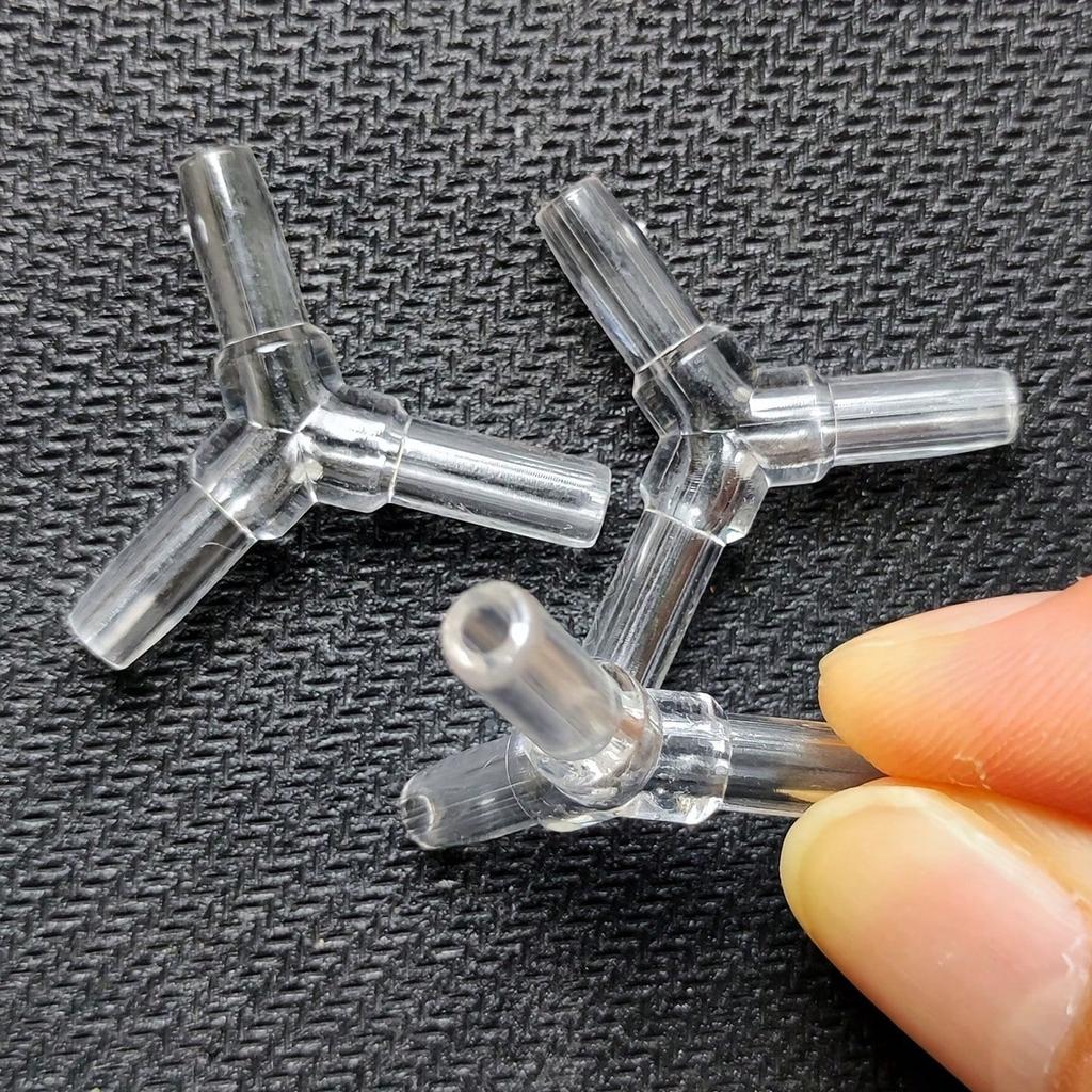 10 Pcs 4mm  Clear Plastic Aquarium “Y”3 Way Airline Tube Connectors Durable Easy To Install for Aeration Systems