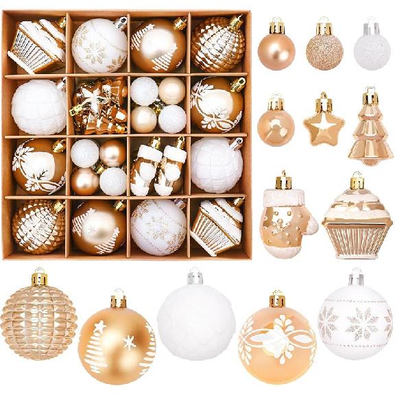 42 Pcs Various Styles of Christmas Ball Ornaments, Shatterproof Christmas Balls for Holiday Xmas Tree Decor, Hanging Ornament for Indoor Decoration