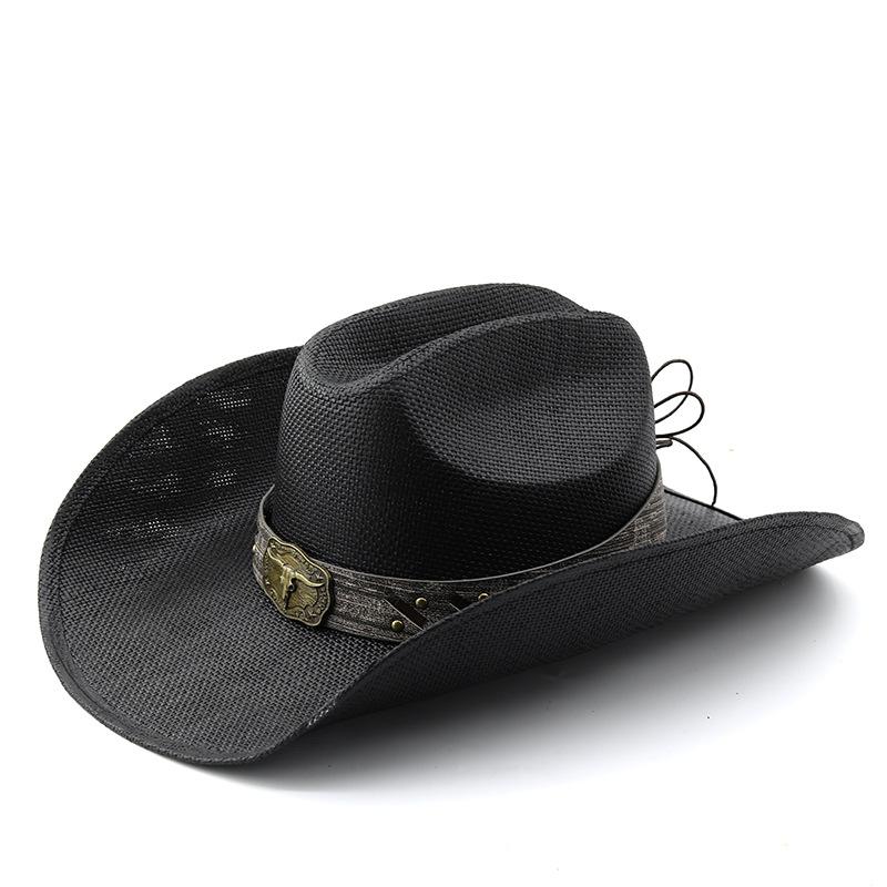 Outdoor travel sun hat rolled brim western cowboy hat outdoor sun protection hat fishing hat straw hat summer