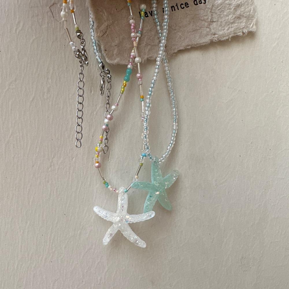 Beach Sea Series Bohemian Starfish Choker Bohemian Starfish Rice Beads Chain  Women
