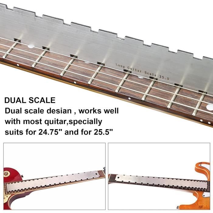 Règle de mesure - vesaneae - guitare électrique - acier inoxydable - double échelle - outil essentiel
