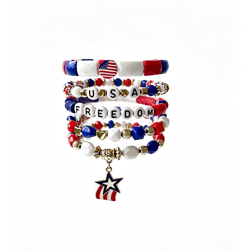 Unisex Independence Day Beaded Bracelet - Festive Fruit Jewelry, Perfect for Christmas & Halloween