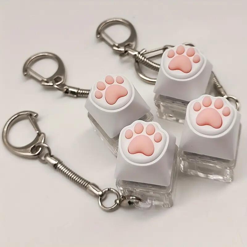 Glowing LED Cat Paw Soft Keycap Keyring Fidget Charm