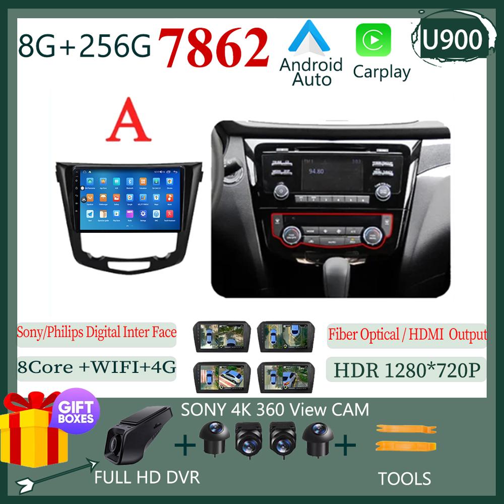 Android 14 AI Voice Wireless CarPlay Android Auto Radio For Nissan Qashqai J11 Nissan X trail T32 2014 - 2017 4G Car Multimedia