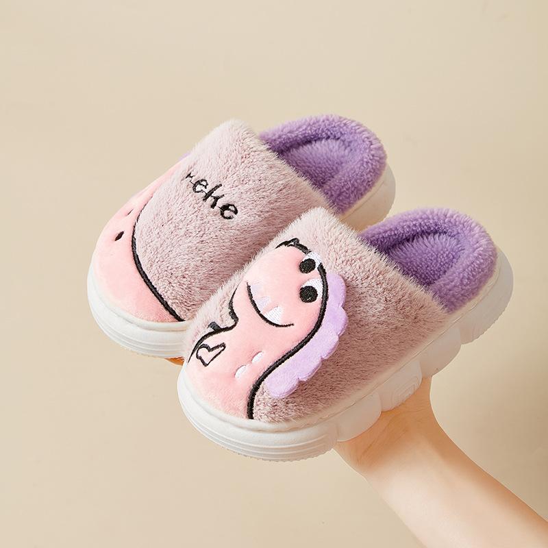 Kinderhausschuhe Indoor Baby Baumwollhausschuhe Herbst und Winter Mittel- und alte Kinder Dinosaurier Niedliche Kinderhausschuhe Mädchen Indoor Schuhe