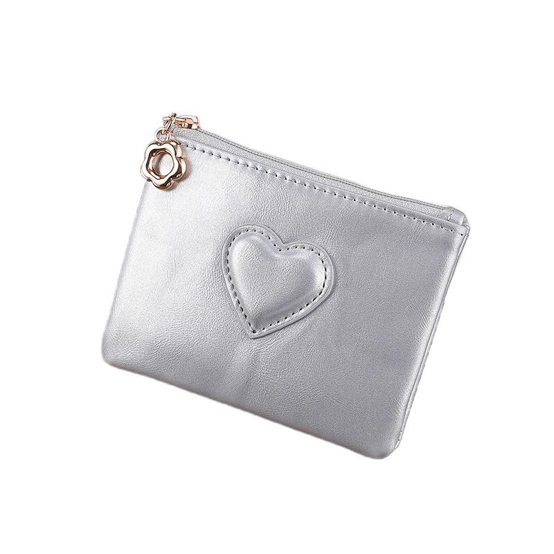 Women Lightweight Puleather Card Holder Cute Heart Shaped Small Wallet Multi-Card Anti-Magnetic Card Holder Travel Cash Coin Bag