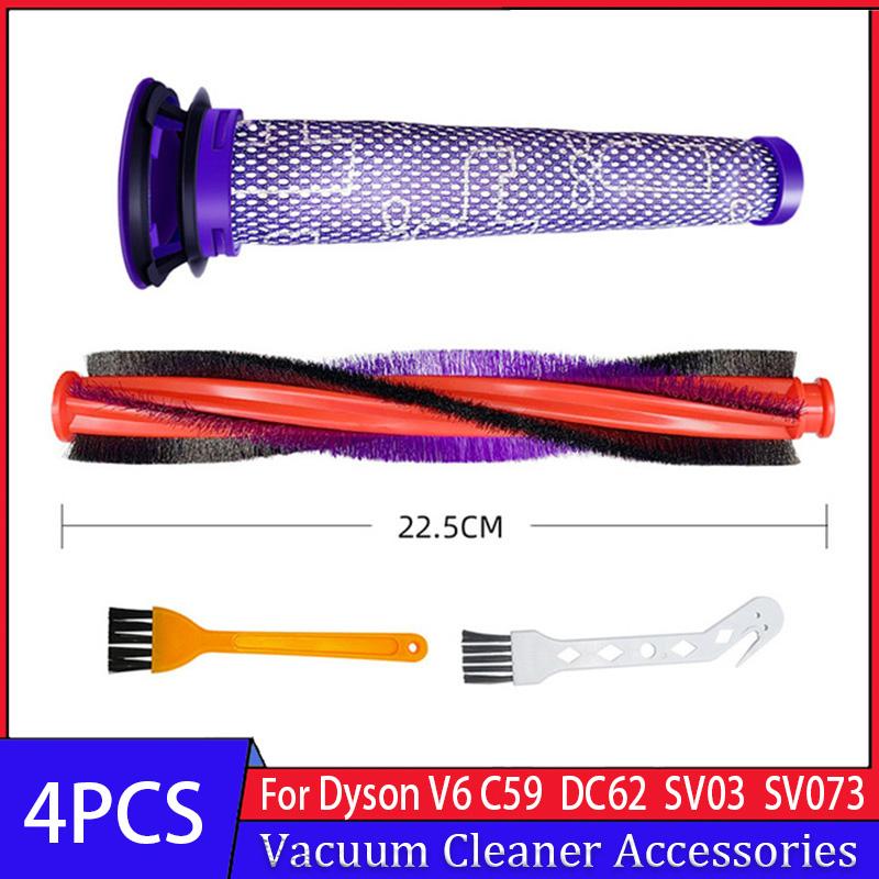 For Dyson V6 Animal / DC59 / DC62 / SV03 / SV073 Roller 185 Mm 225 Mm Main Brush Bar Pre Filter Replacement Spare Part