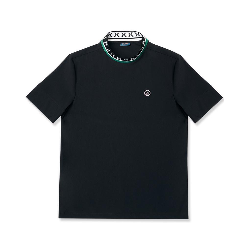 Miss Fera Men Slim-Fit High Neck T-Shirt Black Black/L (100)