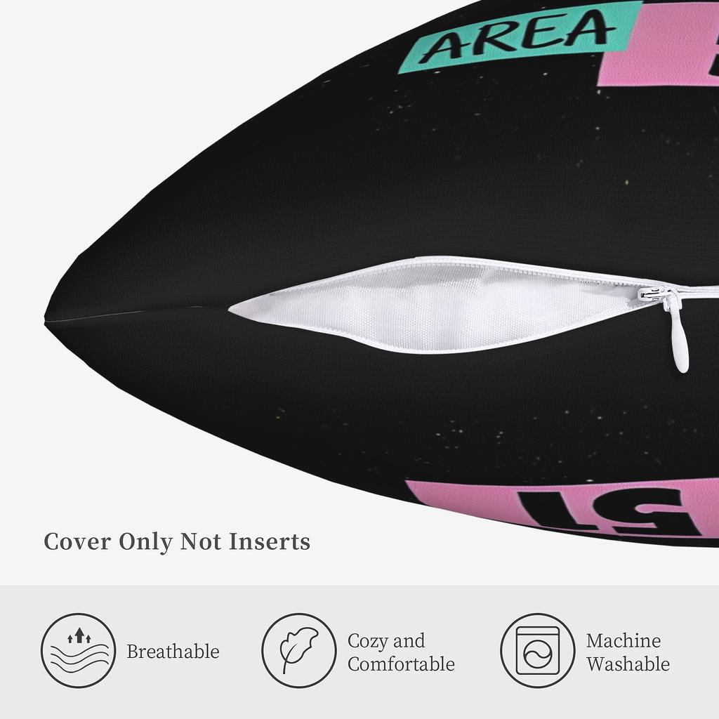 1Pc Area 51 Alien March Themed Cushion Cover - Contemporary Bed Sofa Chair Compatible Cover With Zipper Closure, Hand/Machine Wa