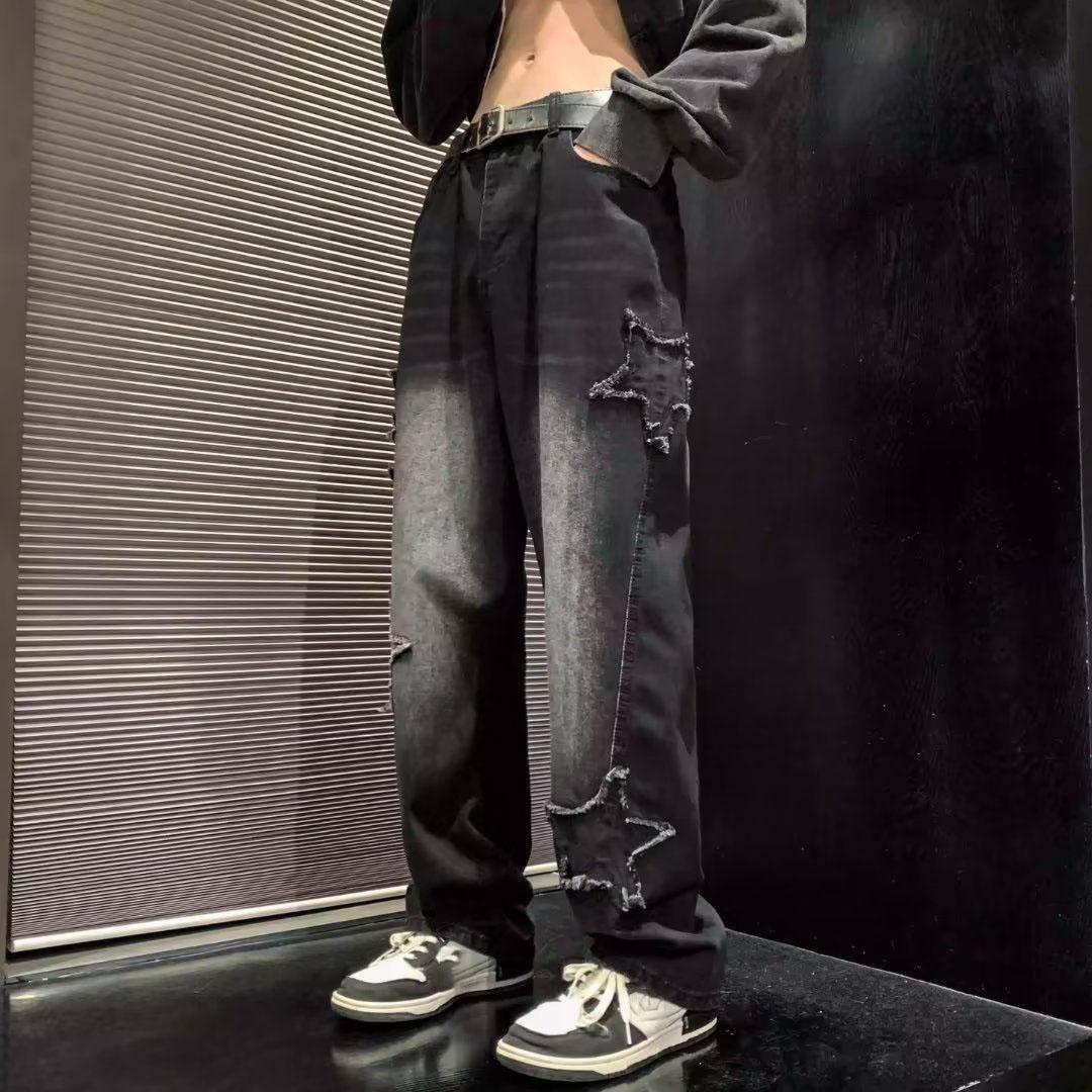 

Весенние и осенние мужские повседневные свободные прямые брюки XS чёрный