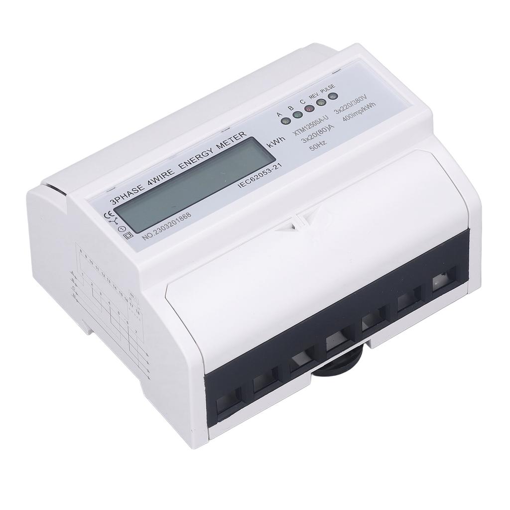 Electric Meter 3 Phase 4 Wire 7P LCD Digital Display DIN Rail Mount Power Monitor