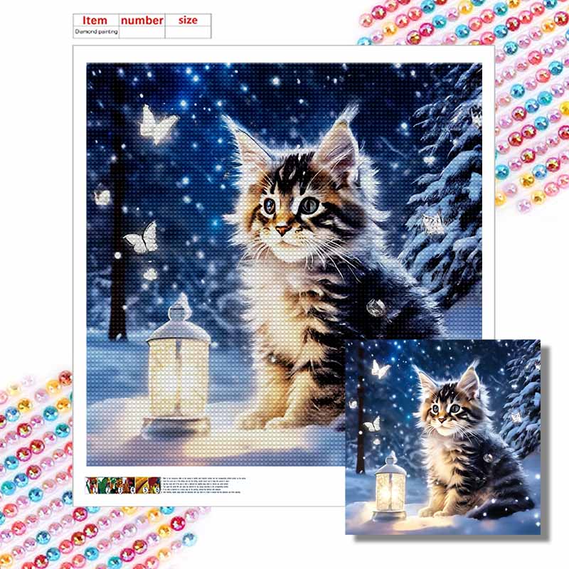 New Arrival 5D DIY Full Circle Diamond Painting "Kitten" Embroidery Cross Stitch Home Decor Gift