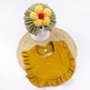 2Pcs Baby Hat Bibs Set Cute Flower Newborn Girl Turban Cap Gauze Ruffle Bib Soft Elastic Infant Toddler Beanie Headwraps