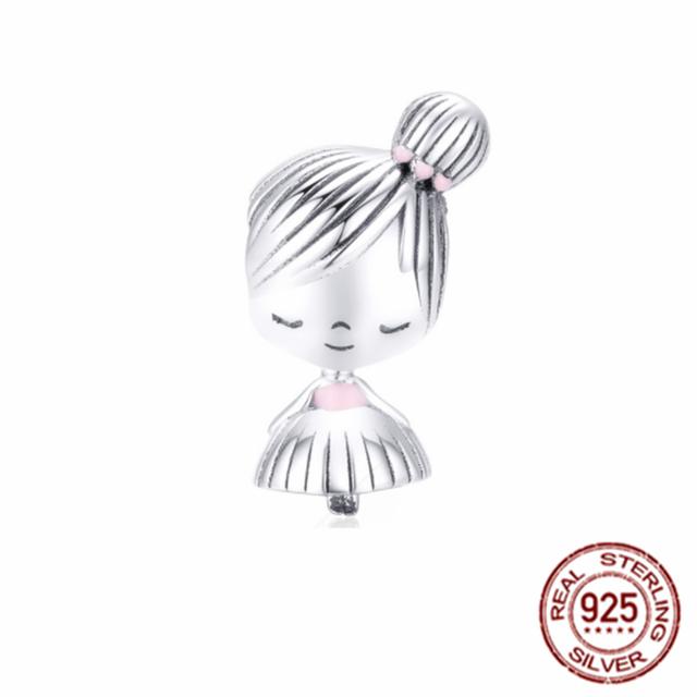Pink Series Bikini Crown Mom Dumbbell Boxing Glove Dog 925 Sterling Silver Fit Original Fasion Bracelet Charm Bead DIY Jewelry