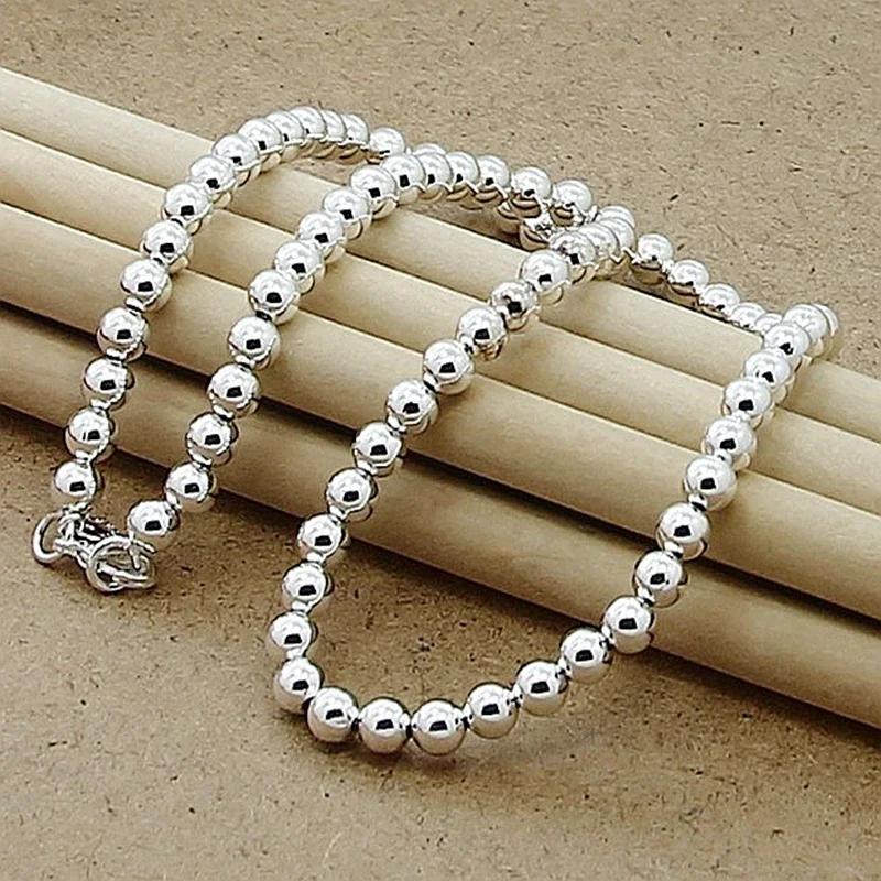 Nuova Fine Rame bella 4MM/6MM/8MM/10MM Perle Lisce Catena a Palline Collana Per Donne Uomini Moda designer Gioielli