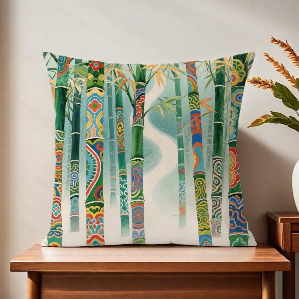 Bamboo-Traditional Style Cushion Cover For Pillow Printing Sofa Decoration Home Car Room Coffee Shop Office Nordic Simplicity