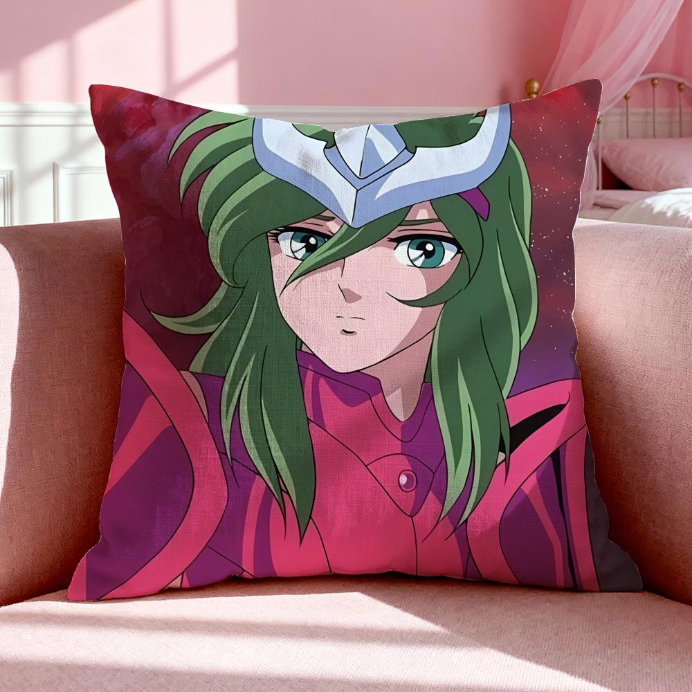 Anime SSaint Seiya Cushion Cover Breathable Linen Pillowcase Summer Odorless EcoFriendly Invisible Zipper Washable