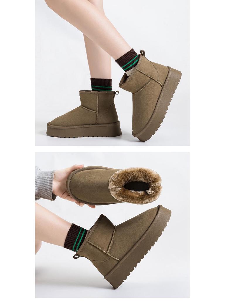 Women's Mid-Calf Fleece-Lined Winter Snow Boots with Thick Soles - G9902