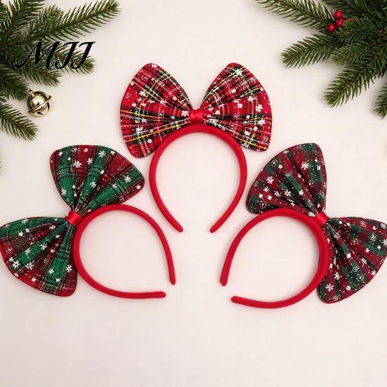 Christmas Headband Bow for Women Girls, Huge Plaid Hair Hoop, Decorative Accessory Giant Bowknot Accessories Cosplay Costume, Holiday Party