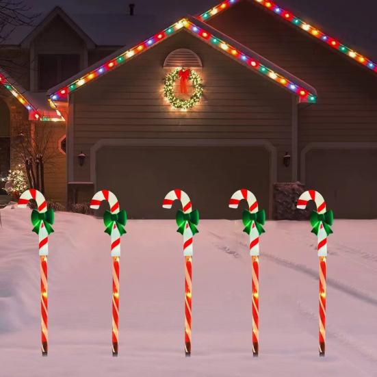 Solar Christmas Stake Lawn Decor with Santa Lights Waterproof Outdoor And Snowman Warm White LED