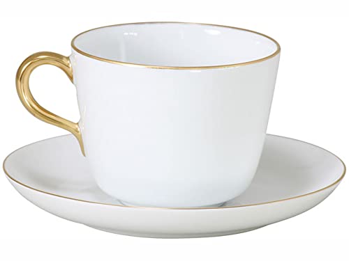 Okura Art Pottery Gold Line (Coupe Shape) Morning Cup & Saucer, Coffee/Tea, Approx. 295cc, Made In Japan, 26C/1001