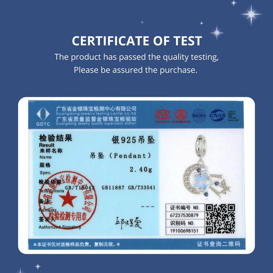 WOSTU 925 Sterling Silver Sparkling Dreamcatcher Shooting Star Pendant Moonstone Astronaut Charm Fit Original Bracelet For Women